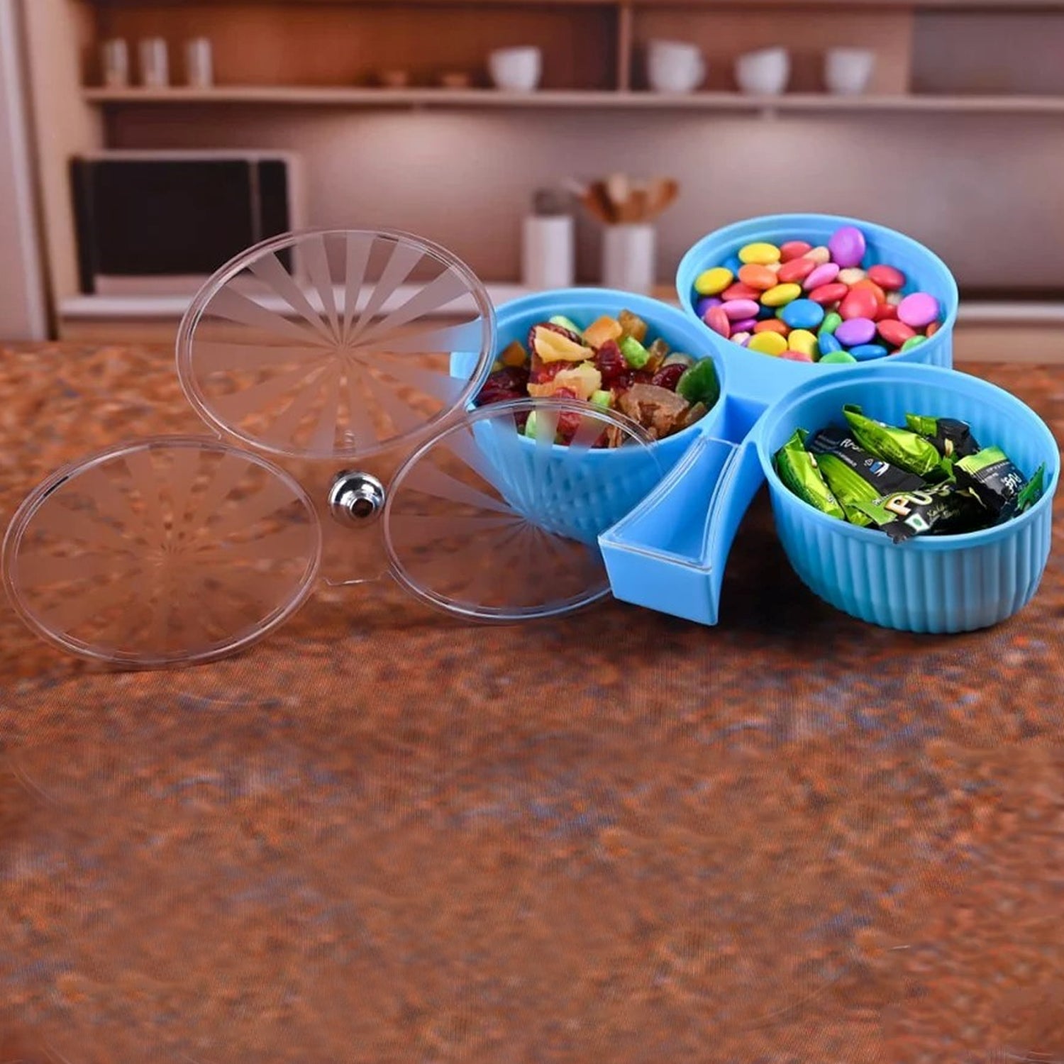 Premium 3-compartment Revolving Dry Fruit Box (1 Pc) Premium 3-compartment Revolving Dry Fruit Box (1 Pc)